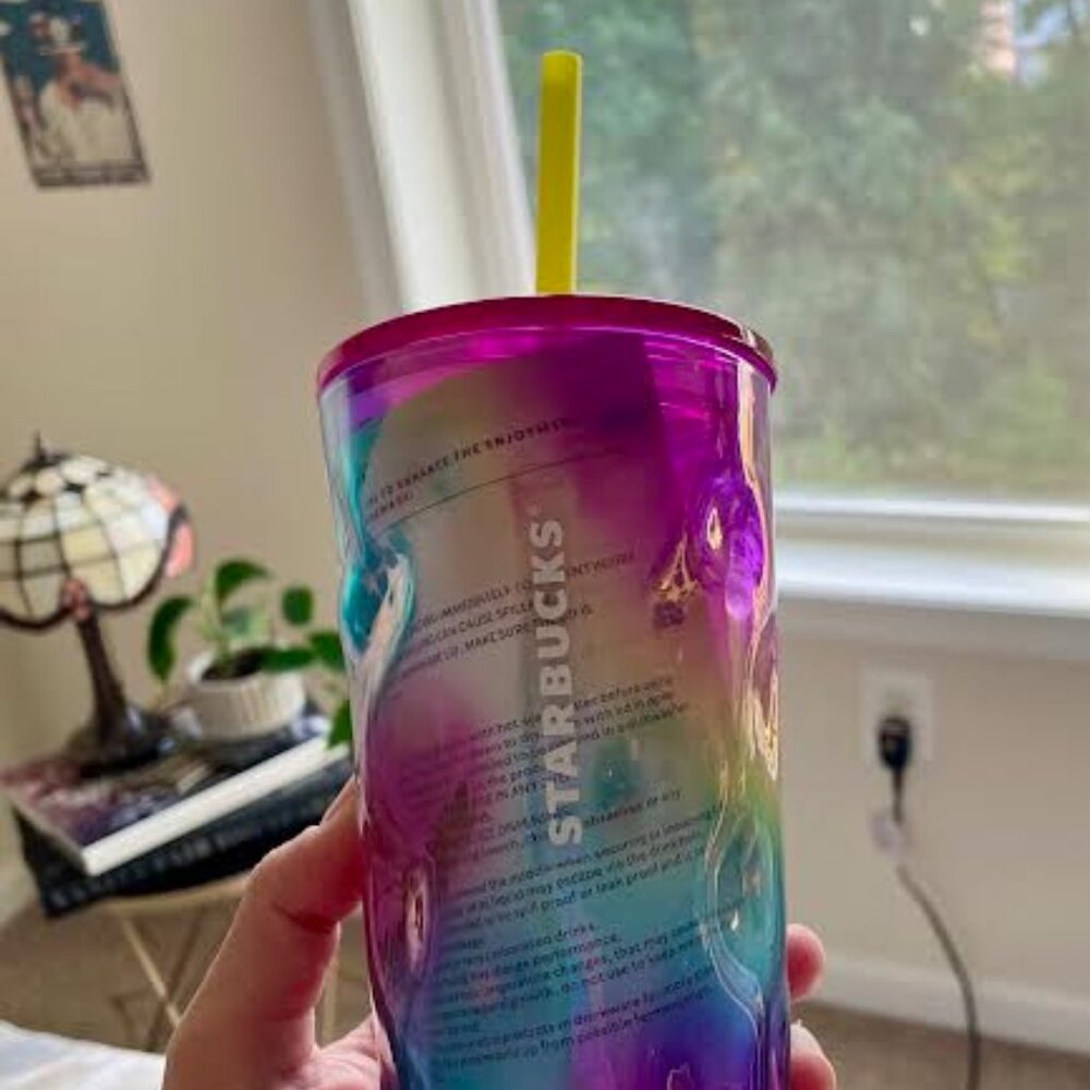 NWT Starbucks Summer 2024 Rainbow Iridescent Glass Tumbler